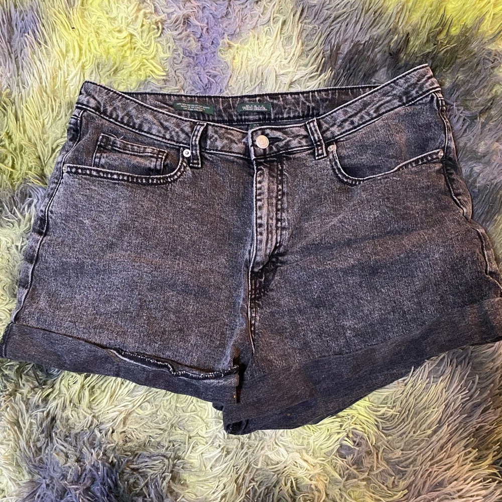 Dark Gray Roll Bottom Jean Shorts